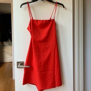 Red satin dress